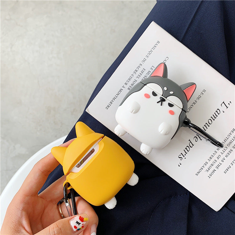 AirPods Case Cute Dog Design Silicone Hook Shiba Inu & Husky