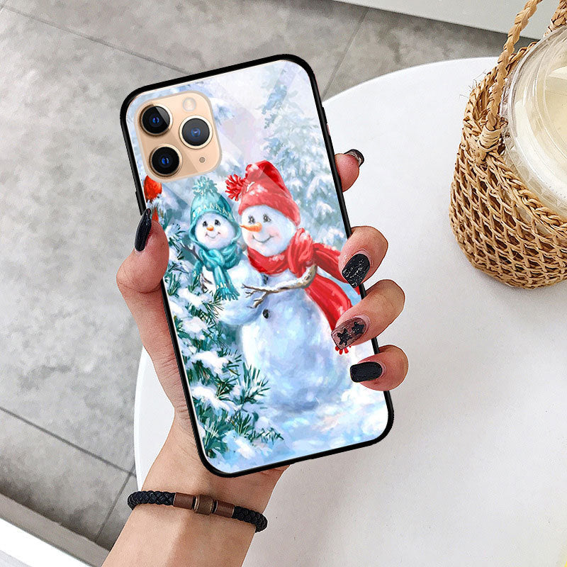 Cartoon Glass + TPU Phone Case – Fashion Back Cover for iPhone, Samsung & Huawei (Shockproof Protective Shell)