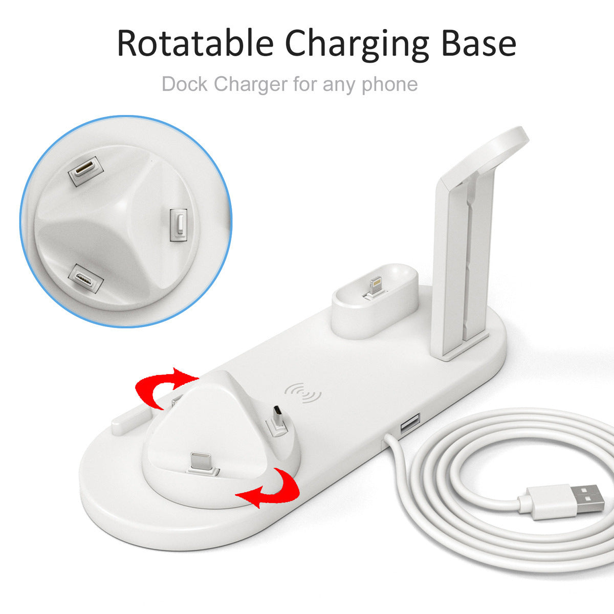 3-in-1 Wireless Charging Dock Seat Stand 5V Output