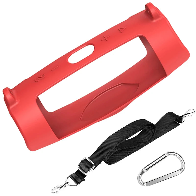 Newest Bluetooth Speaker Case Soft Silicone Cover Skin with Strap Carabiner for JBL Charge 5 Wireless Bluetooth Speaker Bag