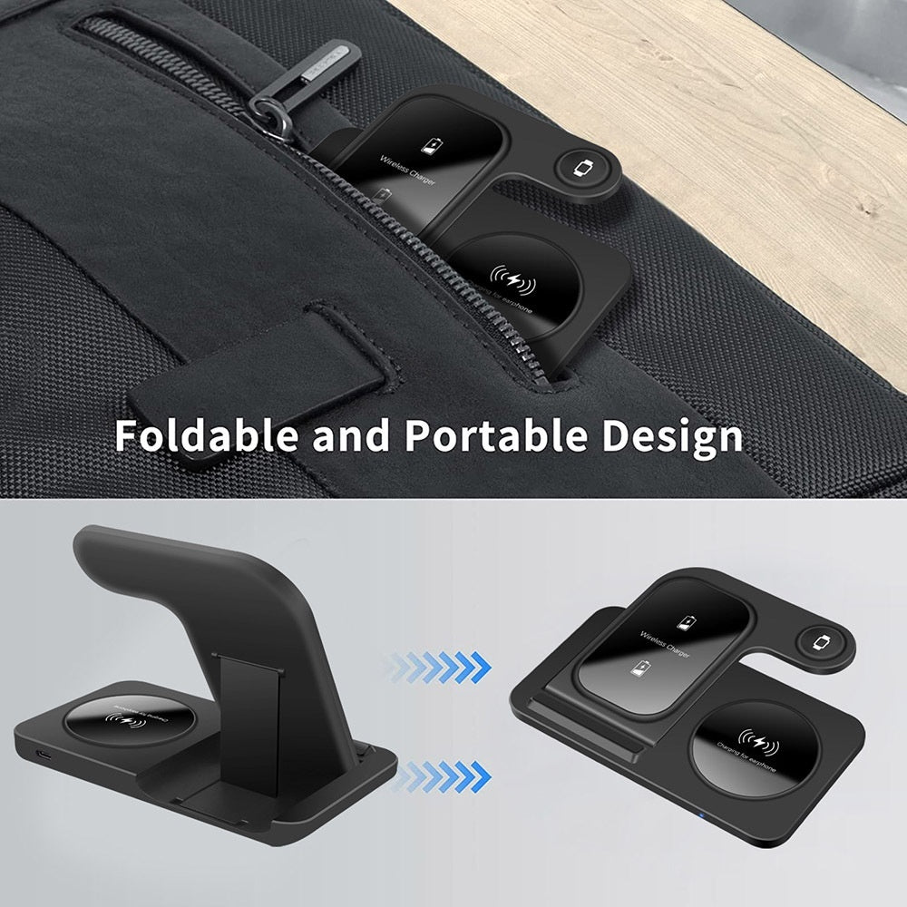 3-in-1 Wireless Charging Station - Fast 15W MagSafe Charger for iPhone, Apple Watch & AirPods