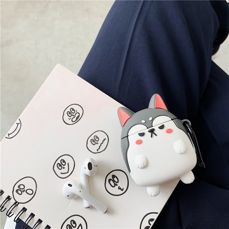 AirPods Case Cute Dog Design Silicone Hook Shiba Inu & Husky