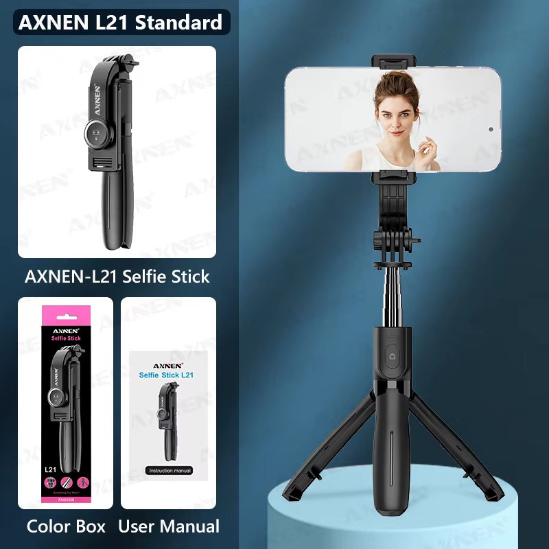 L21 Phone Selfie Stick Cellphone Tripod with Extension Rod Bluetooth Remote Control for Android IOS Smartphone Shoot Vlog