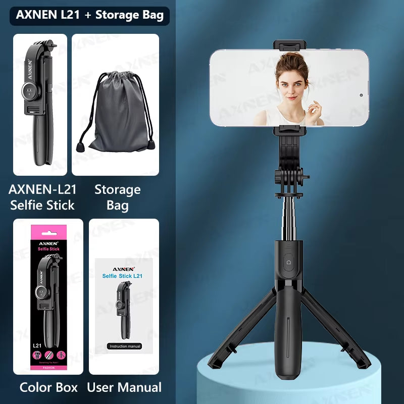 L21 Phone Selfie Stick Cellphone Tripod with Extension Rod Bluetooth Remote Control for Android IOS Smartphone Shoot Vlog