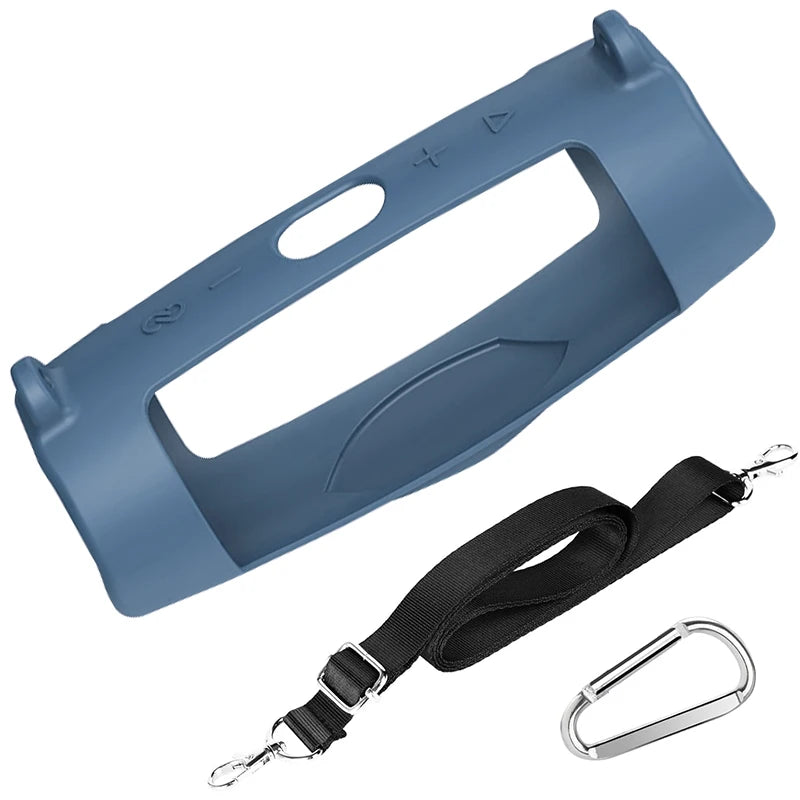 Newest Bluetooth Speaker Case Soft Silicone Cover Skin with Strap Carabiner for JBL Charge 5 Wireless Bluetooth Speaker Bag