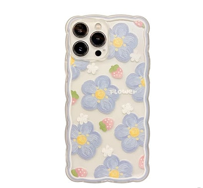 iPhone Case Transparent Blueberry Flower - Clear Plastic Protective Cover