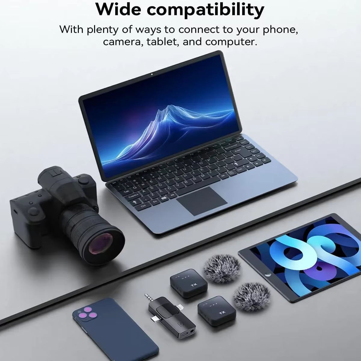 3In1 Microphone for Iphone/Android, Wireless, 328Ft Transmission, Mini Microphone for Record Interview