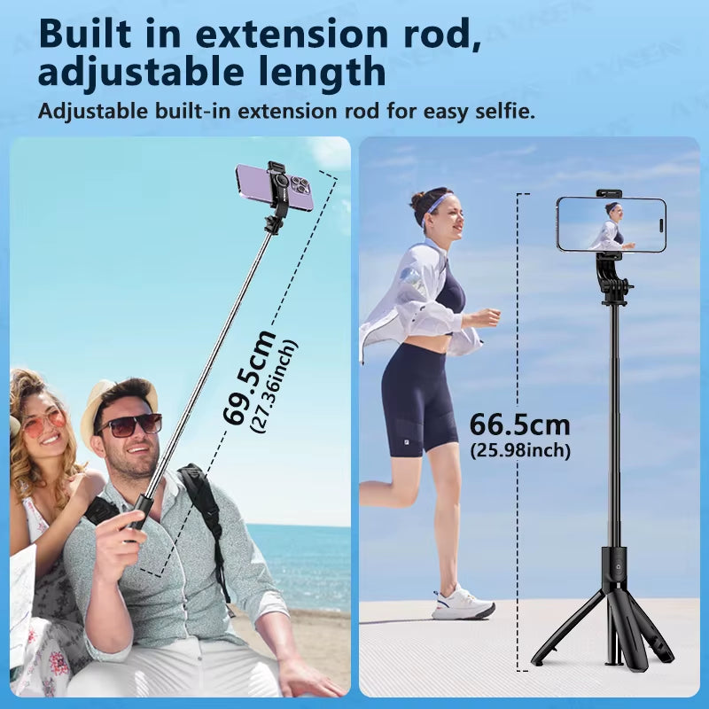 L21 Phone Selfie Stick Cellphone Tripod with Extension Rod Bluetooth Remote Control for Android IOS Smartphone Shoot Vlog