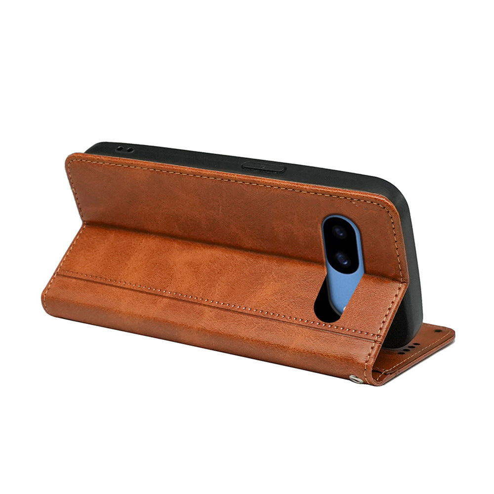 Google Phone Case – Shockproof Imitation Leather Cover with Magnetic Suction, Invisible Bracket & Chain Design (Multiple Colors)