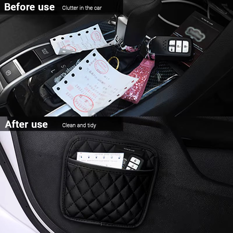 Multifunction Car Organizers Pocket Bags for Car Storage Box Collecting Bag for Cards Phone Key Sticky Pouch in Car Interior