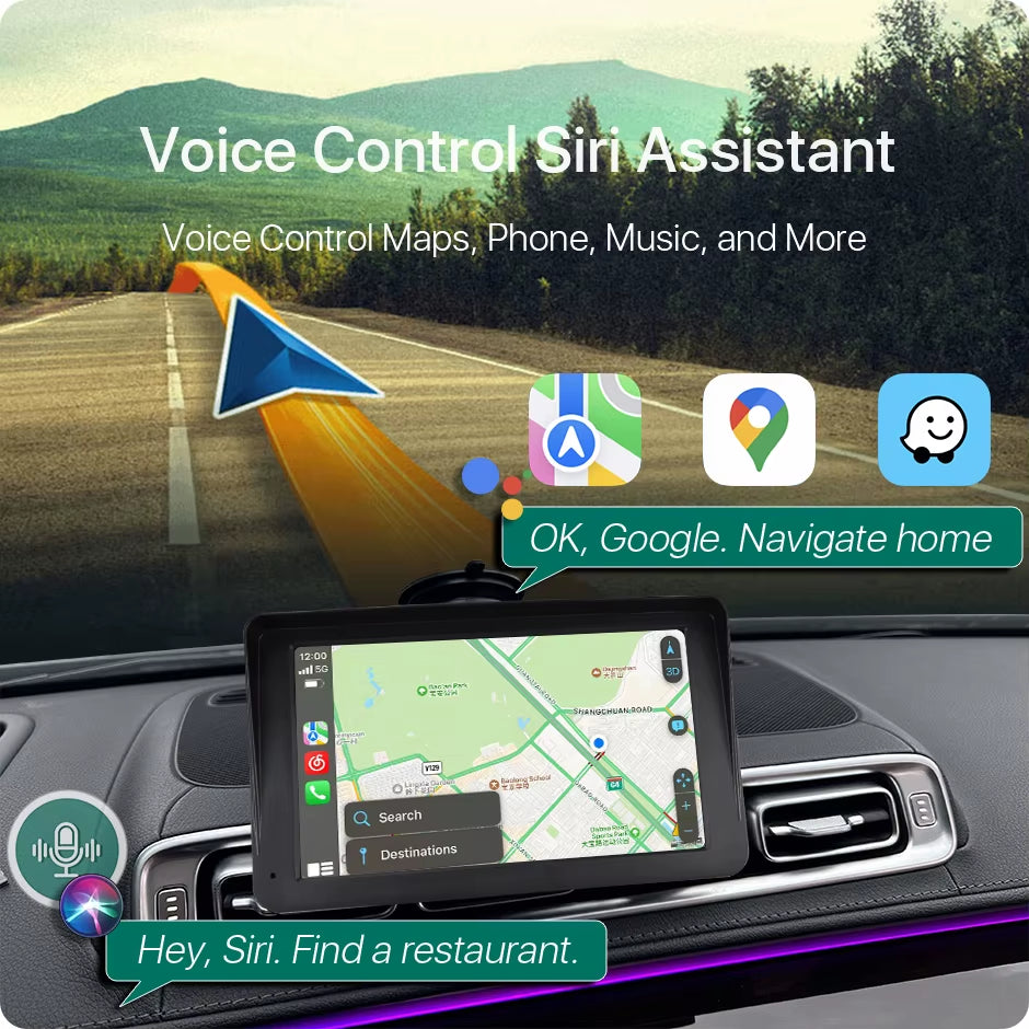 Greenyi Wireless Apple Carplay Android Auto 7 Inch HD Touch Screen Portable Car Radio Multimedia Video Player T86 Monitor