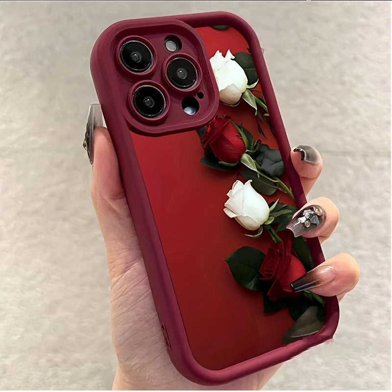 iPhone Case Frosted TPU - Anti-Fall Soft Shell Cover Wine Red Japanese Style