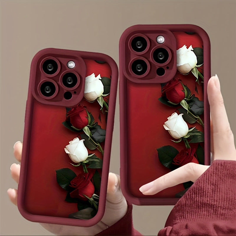 iPhone Case Frosted TPU - Anti-Fall Soft Shell Cover Wine Red Japanese Style