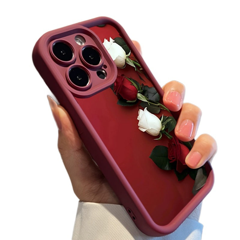 iPhone Case Frosted TPU - Anti-Fall Soft Shell Cover Wine Red Japanese Style