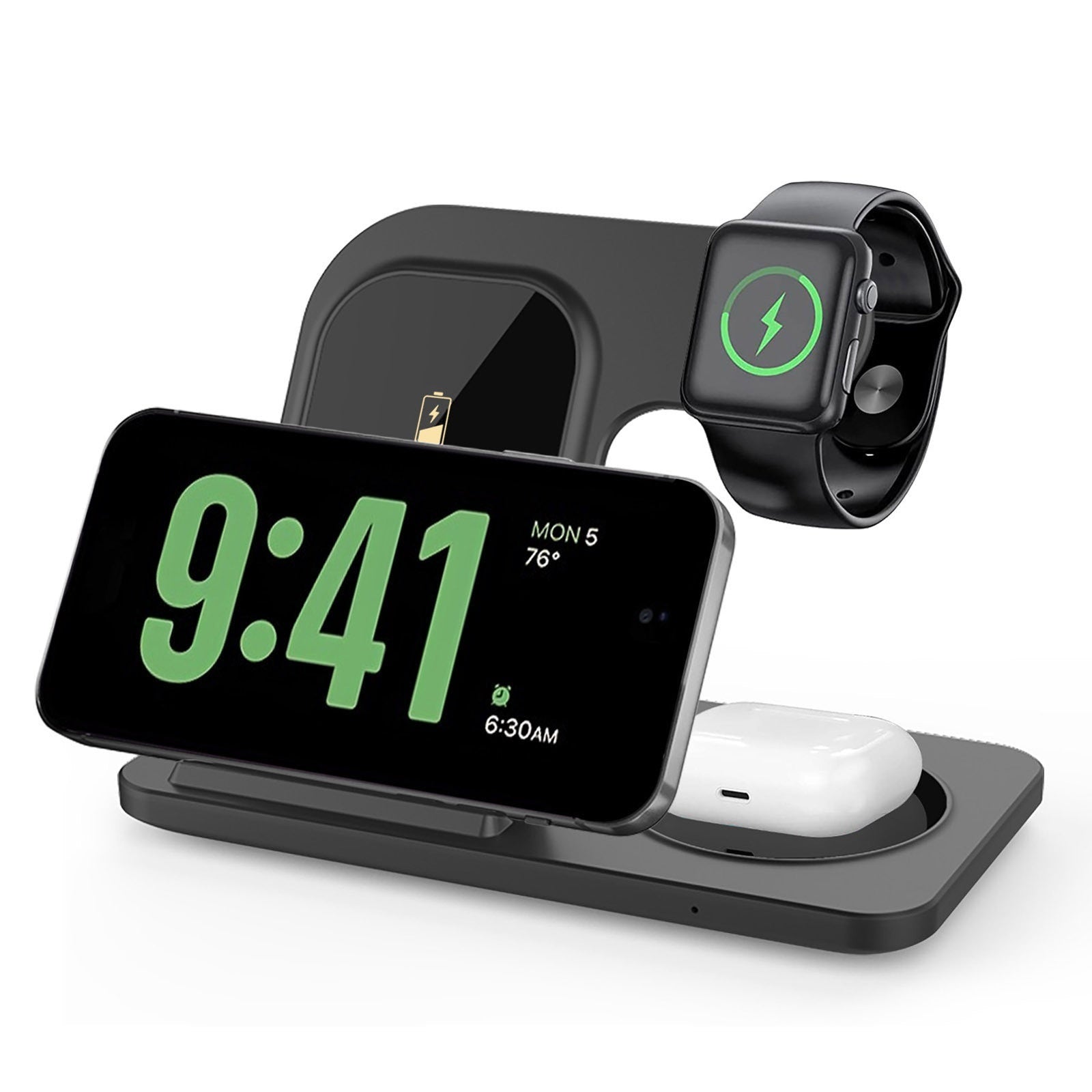 3-in-1 Wireless Charging Station - Fast 15W MagSafe Charger for iPhone, Apple Watch & AirPods