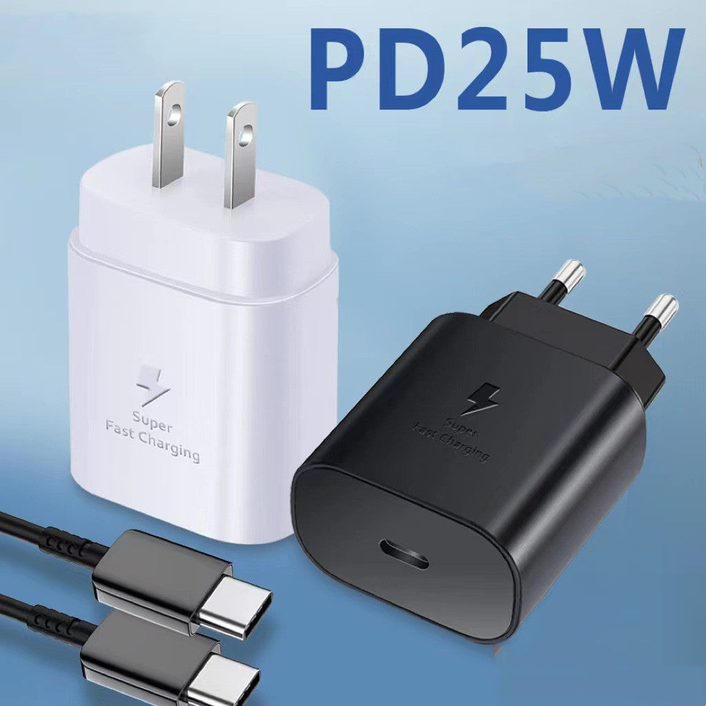 Fast Charger for Samsung Galaxy Note 10/S20/S21/S22 – 25W USB Type-C Wall Charging Adapter (US/EU Plug, Black or White)