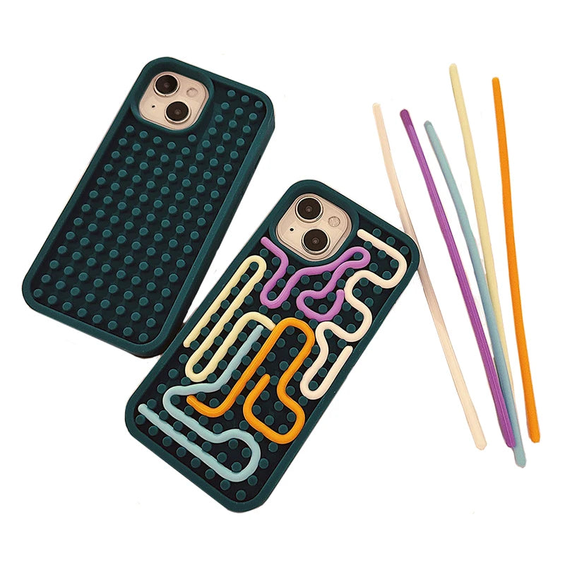 Funny Sensory Activity Board Silicone Decompression Phone Case for Iphone 16 15 14 13 12 11 17 Pro Max Soft Back Cover