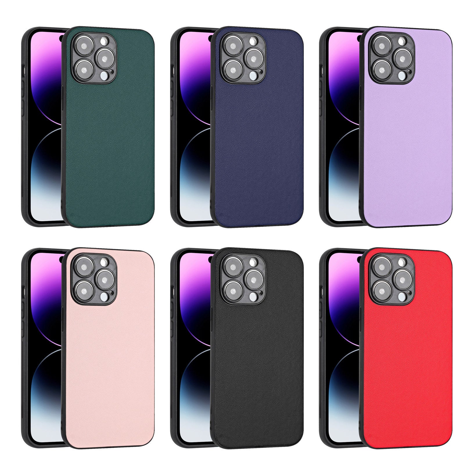 PU Leather Samsung Phone Case – TPU Shockproof Protective Back Cover with Fall Protection (Black, Blue, Green, Red, Pink, Purple)