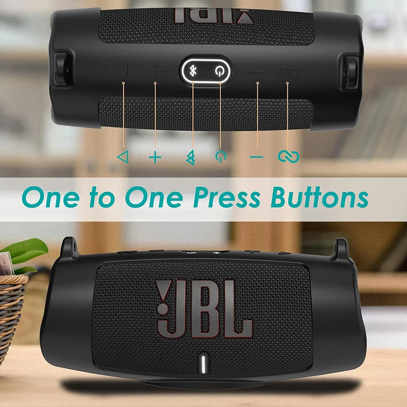 Newest Bluetooth Speaker Case Soft Silicone Cover Skin with Strap Carabiner for JBL Charge 5 Wireless Bluetooth Speaker Bag