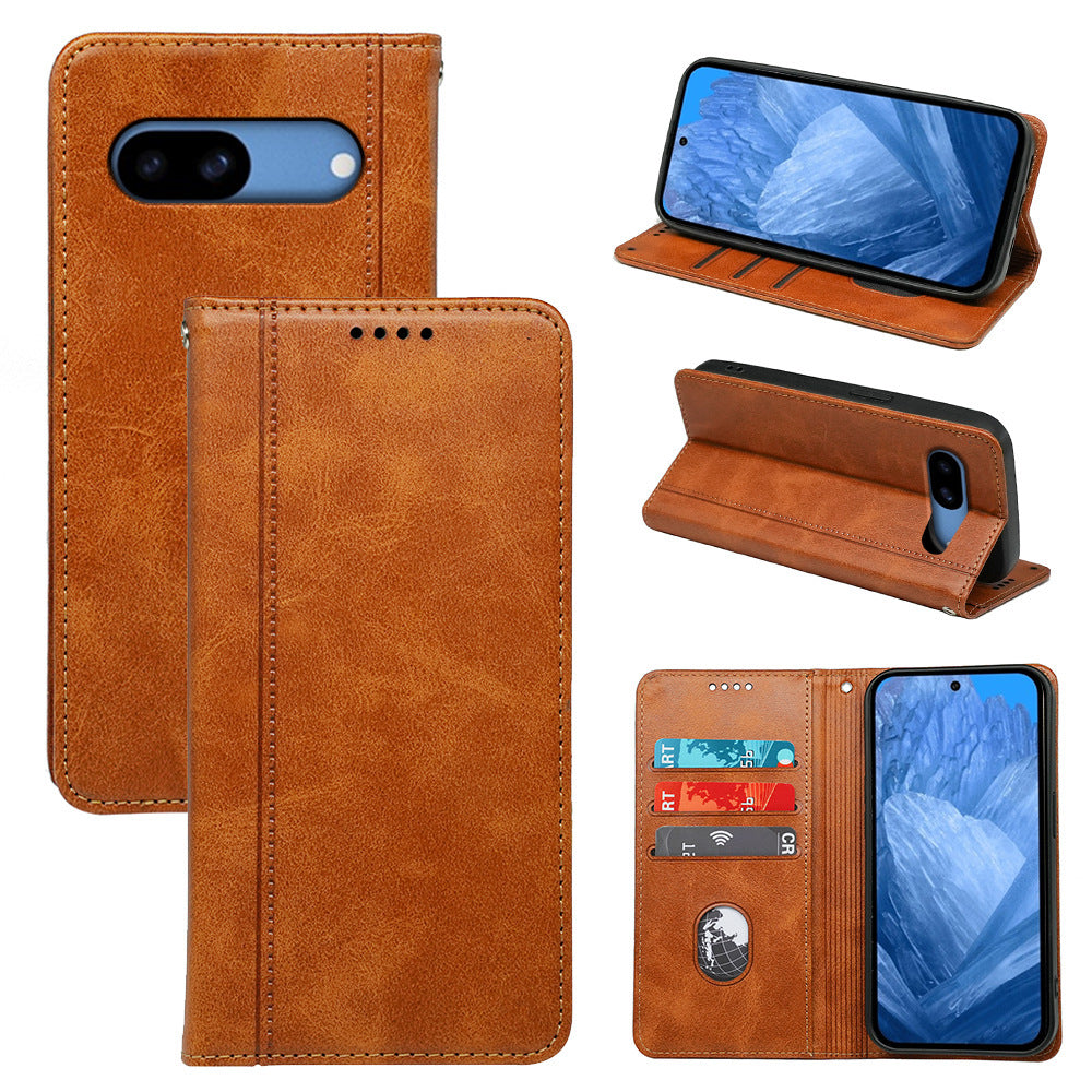 Google Phone Case – Shockproof Imitation Leather Cover with Magnetic Suction, Invisible Bracket & Chain Design (Multiple Colors)