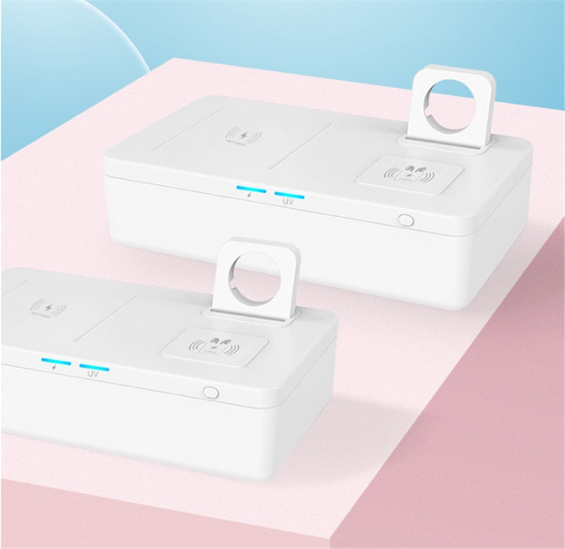 3-in-1 Wireless Charger with UV Disinfection Box - 18W Fast Charging - GlitchyPhones