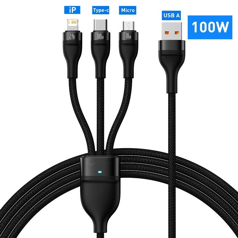 3 In 1 USB C Cable For IPhone 14 Pro 11 Charger Cable 100W - GlitchyPhones