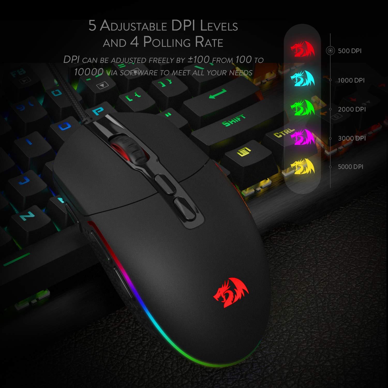 RGB Gaming Mouse - Ergonomic Wired Mouse with Adjustable DPI 1600 - GlitchyPhones