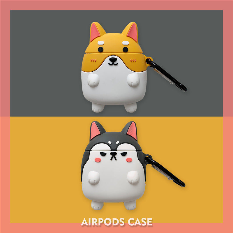 AirPods Case Cute Dog Design Silicone Hook Shiba Inu & Husky - GlitchyPhones
