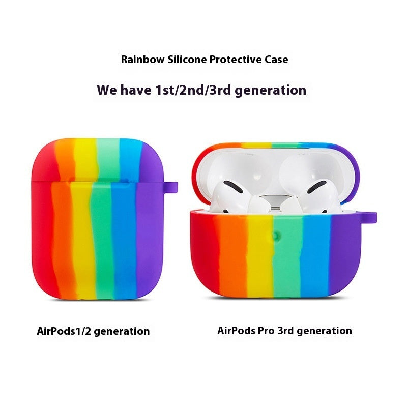 Rainbow AirPods Case Cover Flip Protective Sleeve Colorful - GlitchyPhones