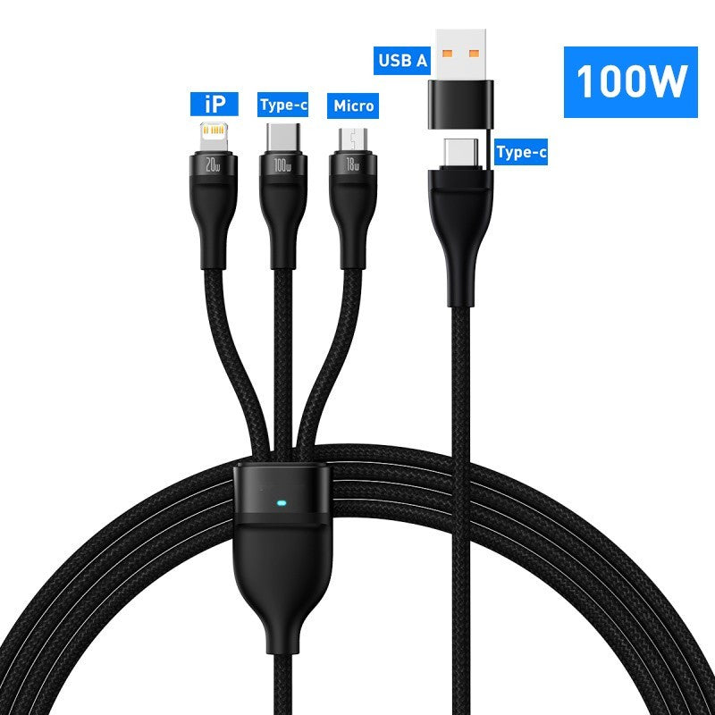 3 In 1 USB C Cable For IPhone 14 Pro 11 Charger Cable 100W - GlitchyPhones
