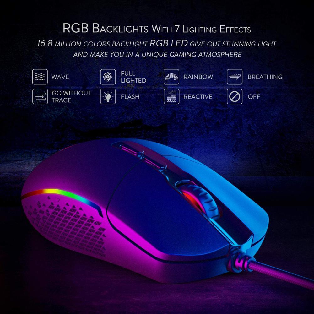 RGB Gaming Mouse - Ergonomic Wired Mouse with Adjustable DPI 1600 - GlitchyPhones