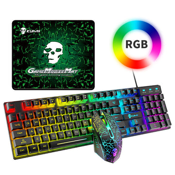 RGB Gaming Keyboard and Mouse Set - Luminous Backlit Combo - GlitchyPhones