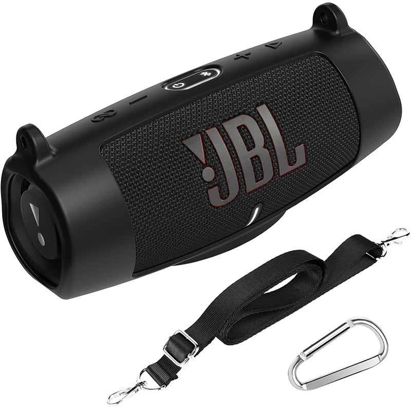 Newest Bluetooth Speaker Case Soft Silicone Cover Skin with Strap Carabiner for JBL Charge 5 Wireless Bluetooth Speaker Bag