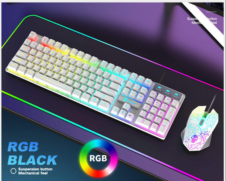 RGB Gaming Keyboard and Mouse Set - Luminous Backlit Combo - GlitchyPhones