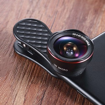 2-in-1 Phone Camera Lens Kit - 0.6X Wide Angle & 15X Macro Lens - GlitchyPhones