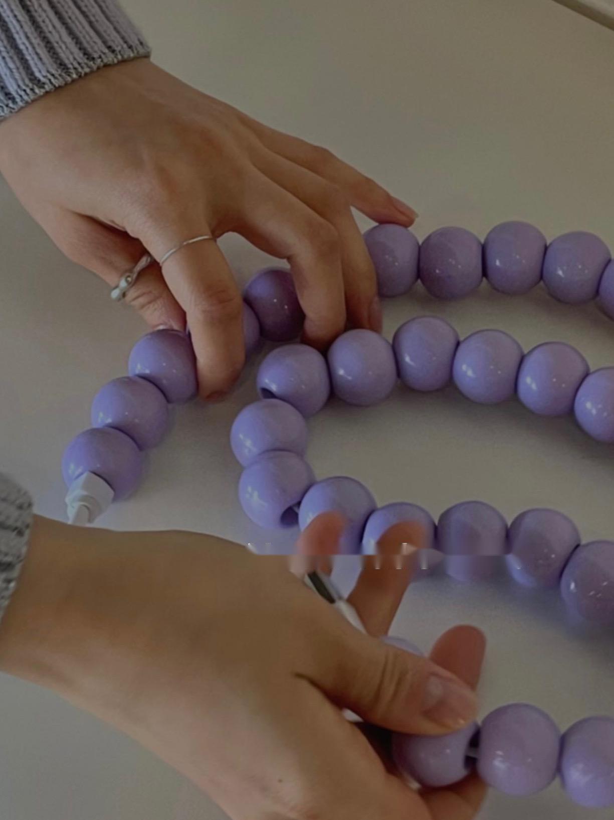 Beaded USB Charging Cable 1m Purple Plastic Beads