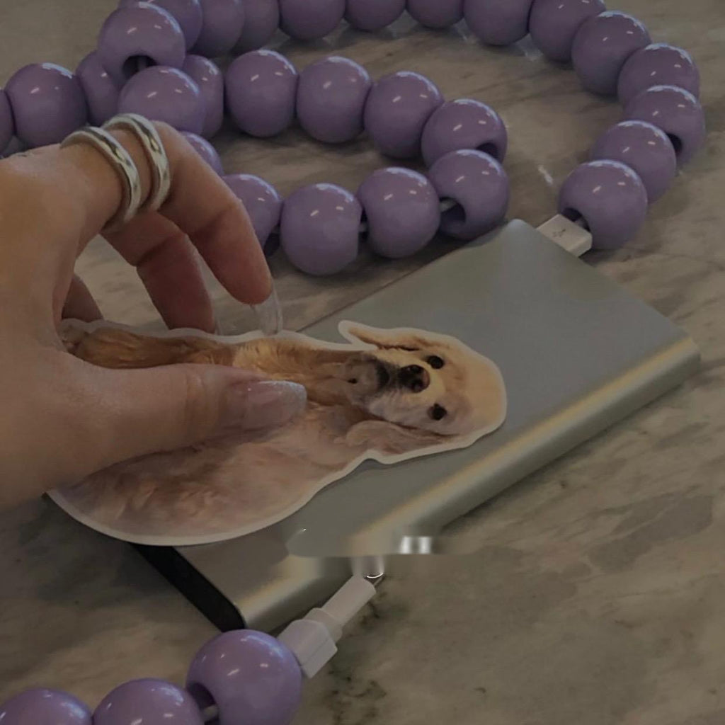 Beaded USB Charging Cable 1m Purple Plastic Beads