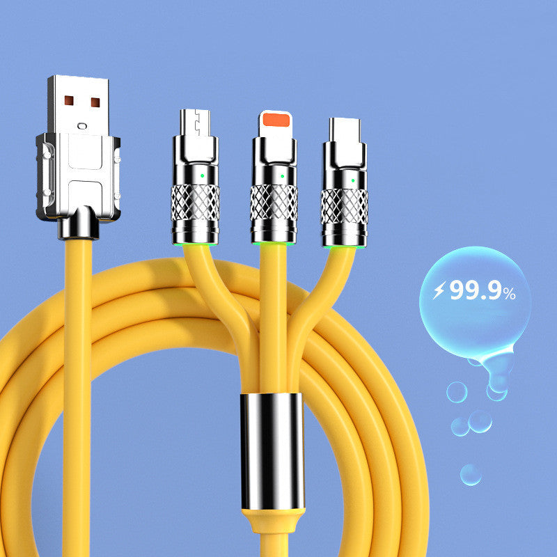 3-in-1 Fast Charging Cable 120W - Lightning, USB-C & Micro USB Multi Charger - GlitchyPhones