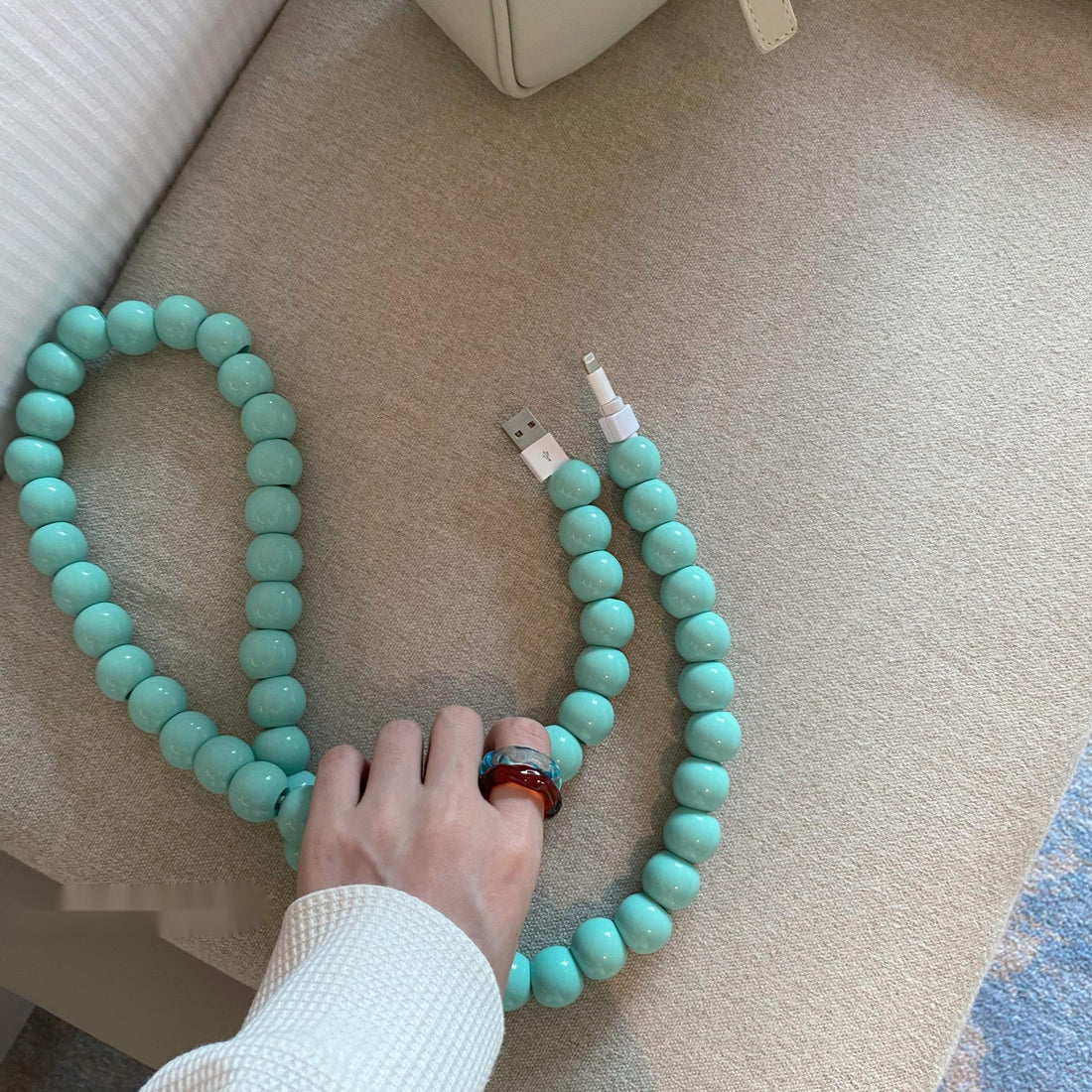 1m USB Charging Cable – Straight Head Fast Charger Cord (Mint Green or White) - GlitchyPhones