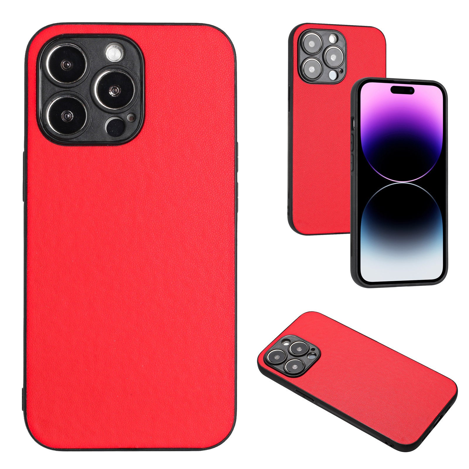 PU Leather Samsung Phone Case – TPU Shockproof Protective Back Cover with Fall Protection (Black, Blue, Green, Red, Pink, Purple)