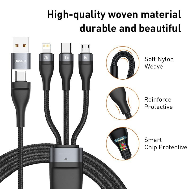3 In 1 USB C Cable For IPhone 14 Pro 11 Charger Cable 100W - GlitchyPhones