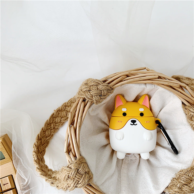 AirPods Case Cute Dog Design Silicone Hook Shiba Inu & Husky - GlitchyPhones