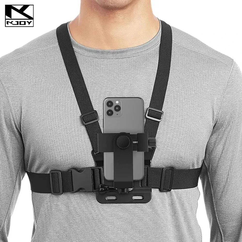 1 PC Adjustable Phone Clip Holder with Chest Strap Fixation Bracket for Sport Camera Mobile Phone Camera Black Holder Accessory