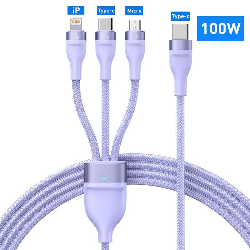 3 In 1 USB C Cable For IPhone 14 Pro 11 Charger Cable 100W - GlitchyPhones
