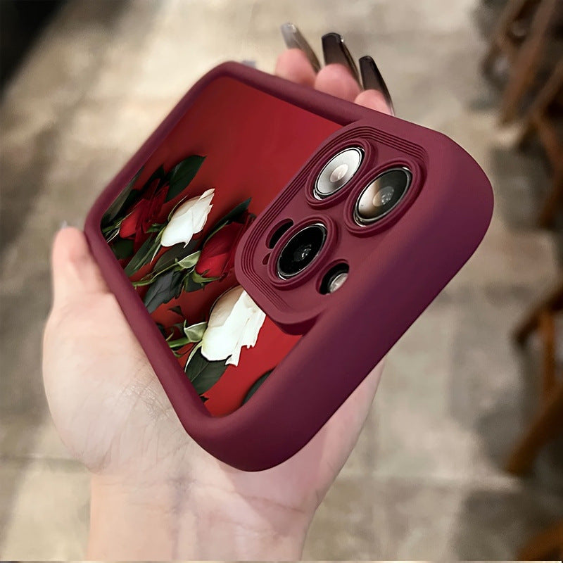 iPhone Case Frosted TPU - Anti-Fall Soft Shell Cover Wine Red Japanese Style