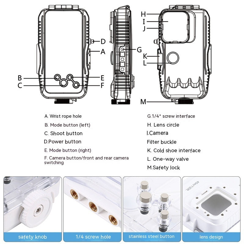 Applicable Mobile Phone Underwater Housings 40 M Sealed Waterproof Case - GlitchyPhones