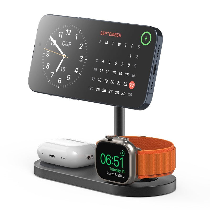 Premium 3-in-1 Wireless Charger Stand Aluminum Alloy Fast Charging - GlitchyPhones