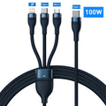 3 In 1 USB C Cable For IPhone 14 Pro 11 Charger Cable 100W - GlitchyPhones