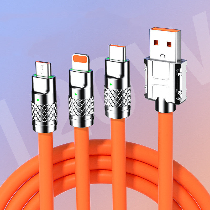 3-in-1 Fast Charging Cable 120W - Lightning, USB-C & Micro USB Multi Charger - GlitchyPhones