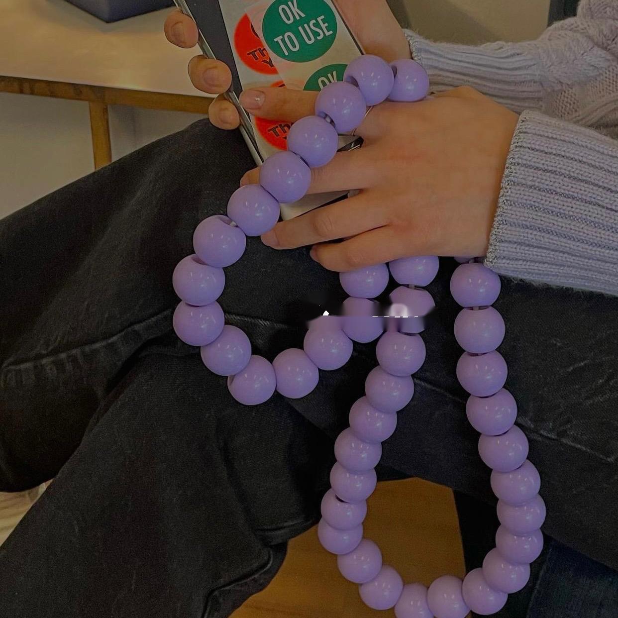 Beaded USB Charging Cable 1m Purple Plastic Beads - GlitchyPhones